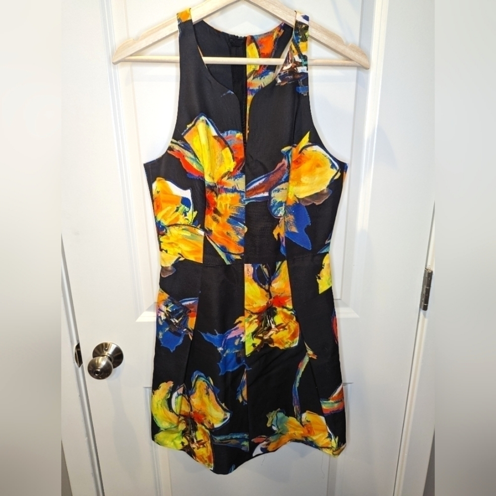 MILLY NWT Bright Floral Fit & Flare Sleeveless Mini Dress size 4 NWT